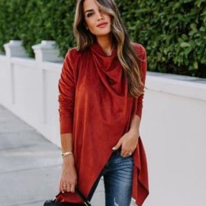 Herbaceous faux suede pocketed drape jacket Vici